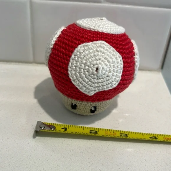 Handcrafted Mario Super Mushroom Figure Holiday Decor Amigurui Crochet Toy - Picture 8 of 8